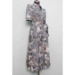 Vestido Largo Midi de Algodón con Diseño Indio Hecho a Mano para Mujer, Cuello en V, con Bolsillos, Ideal para Fiestas y Ocasiones Especiales - Product Image 5