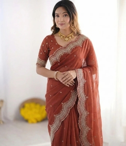 Sari de Georgette Bordado al Estilo Bollywood KV - Product Image 2