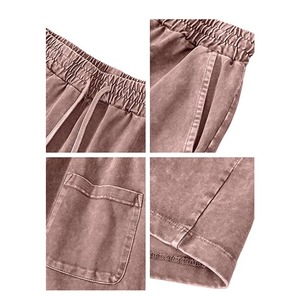 Pantalones Cortos Deportivos Casuales de Algodón con Lavado Ácido de Alta Calidad para Hombre con Cordón Ajustable - Product Image 6