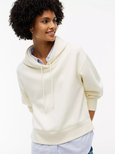 Sudadera con Capucha Extra Grande Personalizada para Mujer, Color Crema Blanco, Estilo Casual, Holgada, Manga Larga, con Cordón Ajustable - Product Image 5