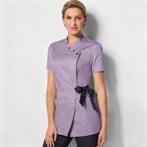 Uniforme de Salón de Belleza al por Mayor, Nuevo y Moderno, Túnica Elástica para Spa, Uniforme de Trabajo con Cordones Ajustables de Punto para Mujer, Tallas Grandes - Product Image 1