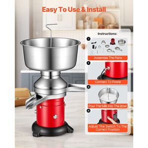 Electric 60L/H Output Milk Cream Separator 10500RPM Centrifugal <b>Dairy</b> <b>Processing</b> <b>Machine</b> 304 Stainless Steel for Goat Cow Milk - Product Image 5
