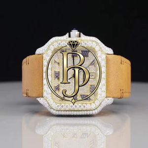 Montre-bracelet de luxe Briva avec cadran carré en diamant, boîtier en acier inoxydable, chiffres romains, verre, bracelet en caoutchouc, mouvement à quartz analogique, écologique - Product Image 1