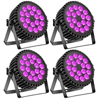 4 projecteurs LED Slim Par 200W RGB+UV18X10W avec contrôle DMX512 pour DJ, soirées et discothèques, livrés avec flight case