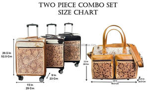 Juego de Maletas de Dos Piezas de Cuero Repujado a Mano al por Mayor para Mujer, Maleta con Ruedas y Bolso a Juego, Estilo Occidental - Product Image 2