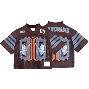 เสื้อฟุตบอลสไตล์วินเทจทรงครอปโอเวอร์ไซส์สำหรับผู้ชาย แบบสปอร์ตเรโทรสไตล์อเมริกัน ผลิตตามสั่งจากโรงงาน - Product Image 5