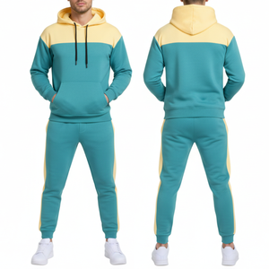 Conjunto Deportivo para Hombre Más Vendido, Color Verde Azulado y Amarillo Pálido, Sudadera con Capucha y Pantalones, Dos Piezas, Ropa Deportiva Urbana - Product Image 4
