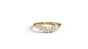 18K Gold Curved Marquise Cut Diamond with Round Diamond Wedding <b>Ring</b> Tiara Crown <b>Stacking</b> <b>Ring</b> Cluster Enhancer <b>Ring</b> for Women - Product Image 1