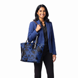 Sac fourre-tout en cuir de vachette à poils pour femme, sac à main à bandoulière avec fermeture éclair, qualité supérieure - Product Image 1
