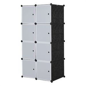 Organizzatore a 8 Cubi Bianco, Scaffali Impilabili in Plastica, Armadio Modulare Multifunzionale, Guardaroba Portatile Appendibile - Product Image 2