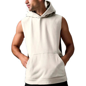 Winter <b>Workout</b> Gym <b>Hoodie</b> for Men 100% Cotton Solid Pocket Casual Breathable Sleeveless Wholesale Vests & Waistcoats - Product Image 2