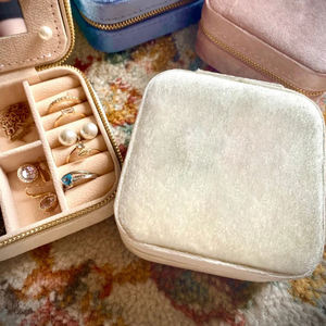 Wholesale Portable Velvet Jewelry <b>Box</b> Custom Logo Pink Small Square Travel Gift Case Blue Storage Organizer <b>for</b> Rings <b>Necklaces</b> - Product Image 3