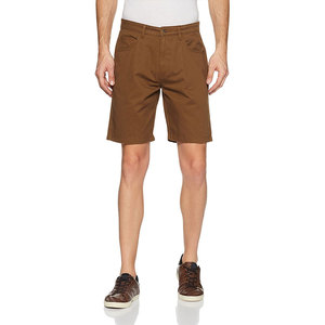 Pantalones Cortos Bermuda de Algodón Marrón para Hombre, Cintura Media, Cierre de Botones, Estilo Casual con Bolsillos, Color Sólido, Tela Oxford - Product Image 1