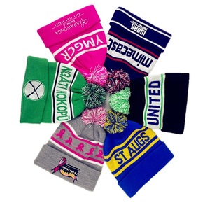 High Quality 100% Acrylic Jacquard Unisex Beanie 3D Embroidery Custom Logo Geometric Pattern Winter Warm Bobble Pom Pom Designer - Product Image 2