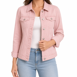 Custom Brand Adult Size Wholesale Casual Jackets Turn-down <b>Collar</b>, Woman Jacket <b>Women</b> Denim Jackets - Product Image 3