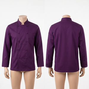 เสื้อเชฟผู้ชาย 240 GSM ผ้าโพลีคอตตอนทวิล สีชมพู เสื้อคลุมครัวพรีเมียม ปักลายปักแบบกำหนดเอง พิมพ์โลโก้ป้ายทอ ชุดยูนิฟอร์ม - Product Image 5