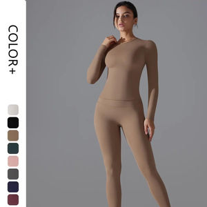 ชุดโยคะเอวสูงยกสะโพกสำหรับผู้หญิง ระบายอากาศได้ดี ไร้ตะเข็บ เหมาะสำหรับออกกำลังกายแบบเข้มข้น วิ่ง และออกกำลังกายทั่วไป สีพื้น - Product Image 5