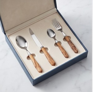 Ensemble de couverts haut de gamme en acier inoxydable avec manche en bois, finition poli miroir, couteau, fourchette et cuillère - Product Image 6