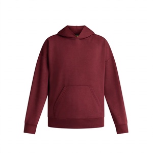 Sudadera con capucha de forro polar rojo, color sólido, informal, para otoño, con bolsillo frontal, corte regular, para adultos, de BD. - Product Image 2