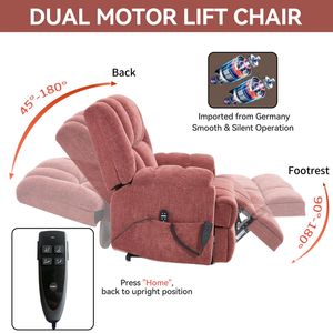 Dual Motor Heat Massage <b>Recliner</b> Infinite Position up to 350 LBS Electric Power Lift with Remote Medium Firm for Heavy Users - Product Image 5