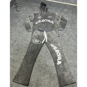 Survêtement d'hiver à capuche de haute qualité, effet délavé, en molleton 100% coton, style streetwear unisexe, service OEM - Product Image 1