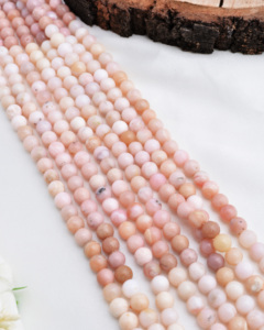 Perles lisses en opale rose naturelle I Perles rondes en opale rose naturelle de 6 mm pour la création de bijoux fins I Perles de qualité supérieure - Product Image 5