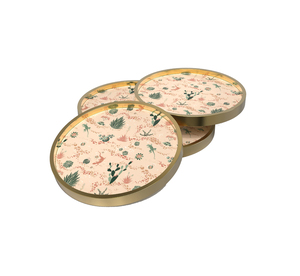 Designer <b>Drink</b> Coaster Set with Decorative Print and Space Saving Metal <b>Rack</b> - Product Image 1