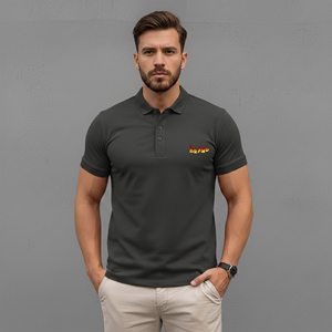Polo de manga corta informal para hombre, con cremallera, 100% algodón, logotipo impreso DTF personalizado, de secado rápido, color sólido, estilo hip hop. - Product Image 1