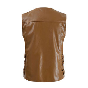 Vêtement en cuir de vachette fait main avec des coutures durables et un style classique - Gilet en cuir - Product Image 3