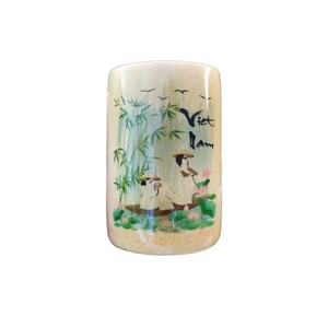 Pot à crayons artisanal en bambou, motif paysage fluvial vietnamien, décoration d'intérieur, organisateur de bureau rustique en bois - Product Image 3