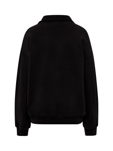 Sweat-shirt en molleton noir pour homme, col montant, coupe ample, pull d'hiver, broderie 3D, 100% coton - Product Image 2
