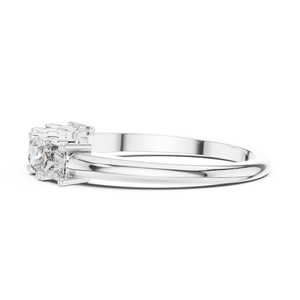 Bague de mariage demi-éternité de luxe en or blanc 18 carats avec diamants taille princesse et sertissage à griffes pour femme - Product Image 3