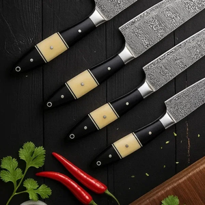 Ensemble de couteaux de chef Damas professionnels pour la cuisine, manche en os, fabrication artisanale, usine OEM - Product Image 4