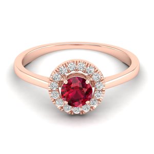 แหวนเพชรทรงกลม REYES แบบกำหนดเอง ทองคำแท้ 14K ประดับเพชร IGI Certified พร้อมพลอยทับทิม 0.5 กะรัต ของขวัญวันครบรอบ เครื่องประดับชั้นดี - Product Image 1