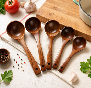 Durable Coconut Shell Wooden Ladle Bamboo Handle Spoon Eco Kitchen <b>Utensil</b> for Professional Bulk Export Supply - Product Image 1