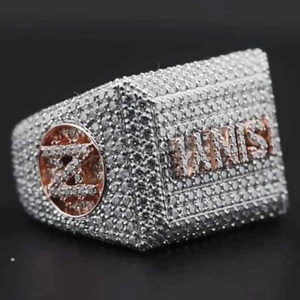 Customizable Hip Hop Cluster <b>Ring</b> 925 Sterling <b>Silver</b> Prong Setting Engagement, Wedding or Anniversary Gift <b>for</b> <b>Men</b> or Women - Product Image 3