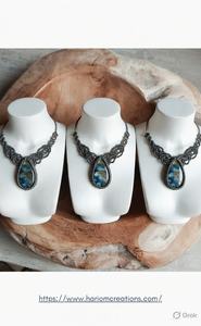 Collier en macramé fait main avec labradorite, pendentif bohème en pierre naturelle, bijoux artisanaux, collier statement en pierre naturelle - Product Image 3