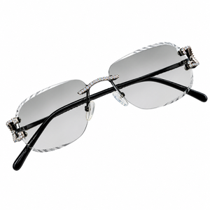 Gafas de Sol Hip Hop PramukhImpex BL127, Montura Gris de Acero Inoxidable sin Aro, Lentes de Cristal Anti-Reflejantes, Joyería de Moda Duradera y de Lujo - Product Image 1