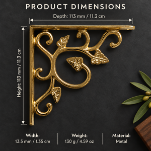 SHUBHAM Decorative Golden Metal Shelf Bracket Ornamental <b>Leaf</b> Scroll Wall Mounted Shelf Support for Home Furniture Decor - Product Image 6