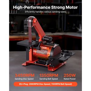 Levigatrice a disco da 250W 5 pollici e levigatrice a nastro da 1 pollice x 30 pollici, combinata con tavolo da lavoro regolabile 0-45° per la lavorazione del legno, da banco con DUS - Product Image 2