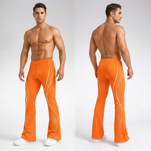 Leggings évasés pour hommes de haute qualité, taille basse élastique, imprimés, respirants, en polyester, pour le yoga et le fitness - Product Image 1