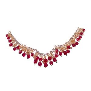 Fashion Chandelier Earrings Kundan Style Chandbali with Ruby Pearls - Product Image 2