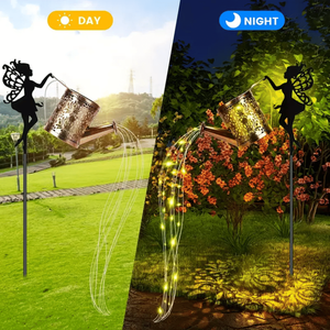 Ouddy Decor - Luces Solares para Jardín, Estatuas de Metal, Decoración de Jardín de Hadas, Faroles Colgantes en Forma de Cascada, Regadera, Iluminación Decorativa - Product Image 6