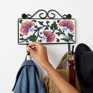 Vintage Rustic Cast Iron Wall Hook Floral Design 2 Hooks Handmade <b>Waterproof</b> Self-adhesive Installation for Clothing Storage - Product Image 2