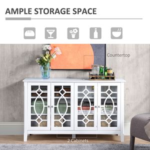 Credenza Bianca Stile Mid-Century con Ante in Vetro e Ripiani Regolabili per Sala da Pranzo e Bar in Villa - Product Image 4