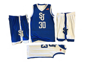Ensemble de maillots de basket-ball personnalisés pour hommes, logo imprimé par sublimation, séchage rapide, respirant, polyester, sans manches, col en V, taille élastique, équipe - Product Image 2