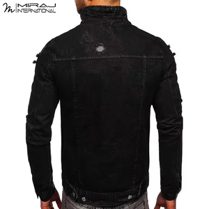 New Arrival Comfortable Breathable Denim <b>Men's</b> Denim <b>Jacket</b> OEM Custom Cotton Wool Black Color Casual Denim Winter <b>Jackets</b> - Product Image 2