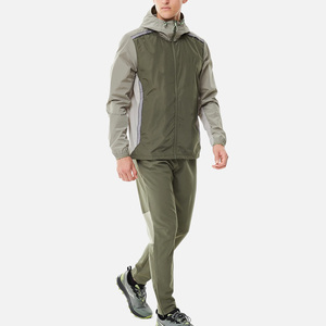 Ensemble de survêtement léger en nylon imperméable et coupe-vent pour homme, idéal pour l'été, motif uni - Product Image 1