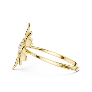 Anillo Minimalista en Forma de Flor de Oro Amarillo Sólido de 10k, 14k, 18k con Diamantes Cultivados en Laboratorio de Corte Redondo, Anillo de Boda Clásico, Regalo para Ella - Product Image 2