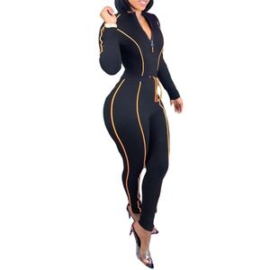 Mono con Capucha Negro para Mujer, Talla Grande, Cintura Alta, Corte Ajustado, Poliéster/Algodón, Ropa de Yoga para Primavera/Verano - Product Image 1